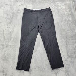 JB Britches Pants Mens‎ 36x30 Gray Torino Worsted Wool Flat Cuffed Dress Italy